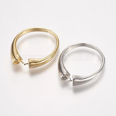 カフスラックメッキ真鍮の指のリングのセッティング  片穴パーツ用  ゴールドカラー  20mm KK-K169-022G-1