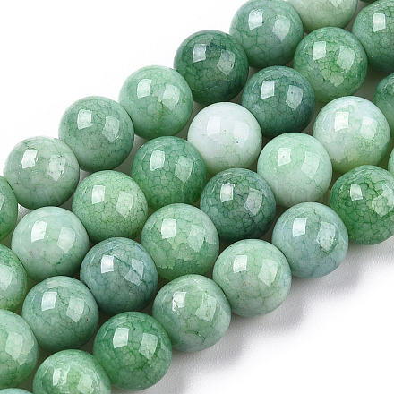 Opaque Crackle Glass Round Beads Strands GLAA-T031-01L-1