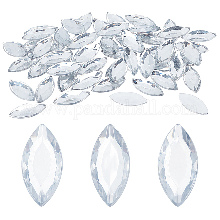 FINGERINSPIRE 200 Pcs 24.5x11.5mm Horse Eye Acrylic Rhinestone Gems with Container Acrylic Jewels Embelishments Crystals Flat Back Clear Acrylic Jewels for Costume Making Cosplay OACR-FG0001-12-1