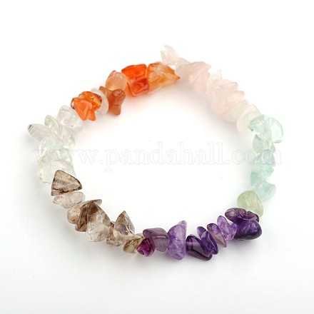 Colorful Gemstone Chips Stretch Bracelets X-BJEW-JB01546-1