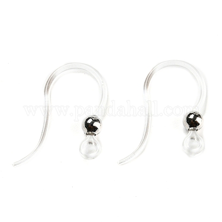 樹脂製ピアスフック  耳ワイヤー  ボール付きフラットフレンチフック  透明  15x12mm  ピン：0.8mm FIND-H046-03-1