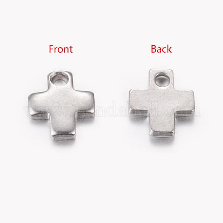 201 Stainless Steel Stamping Blank Tag Tiny Cross Charms STAS-Q072-1