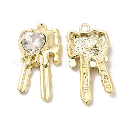 Glass Heart Key Pendants PALLOY-E024-29LG-01-1