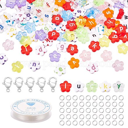 Nbeads 400Pcs Flower with Letter Acrylic Beads DIY-NB0005-91-1