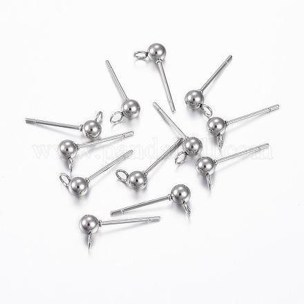 304 Stainless Steel Stud Earring Findings STAS-H376-90-1