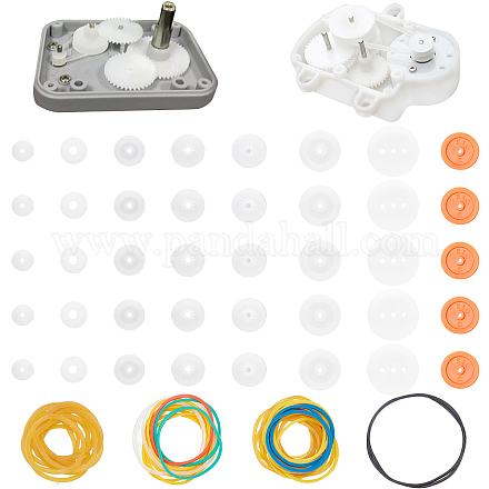 Fingerinspire1セットDIY子供用おもちゃプーリーキット  輪ゴムを含む  プラスチック歯車  ミックスカラー DIY-FG0002-79-1