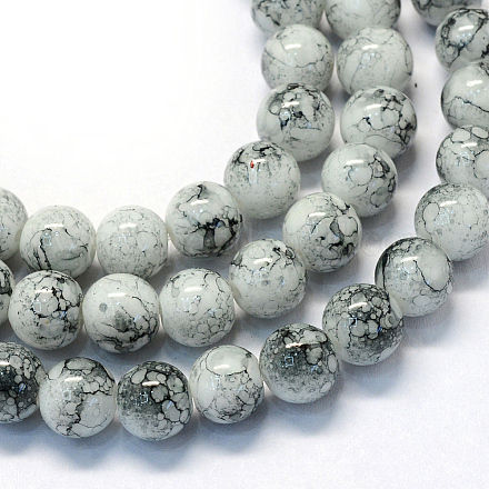 Chapelets de perles rondes en verre peint de cuisson DGLA-Q019-8mm-42-1