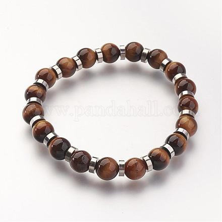 Bracelets extensibles avec perles en œil de tigre BJEW-JB02717-01-1