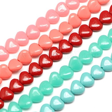Dyed Synthetical Coral Heart Shaped Beads Strands CORA-L006-M-1
