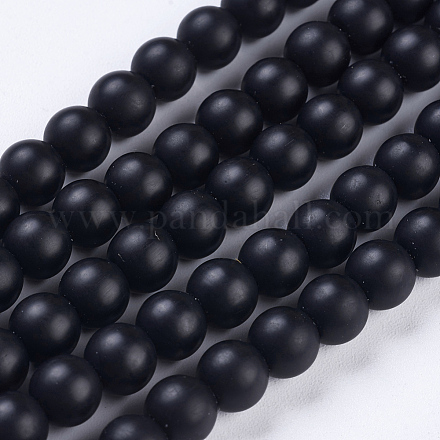 Sintetico pietra nera fili di perline G-R345-6mm-38-1-1