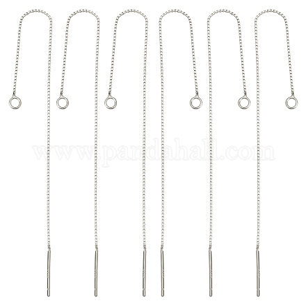 Beebeecraft 1 Box 3 Pairs Sterling Silver Threader Earrings 80mm Pull Through Threaded Long Chain Drop Tassel with Loop for Jewelry Earring Making STER-BBC0001-41-1