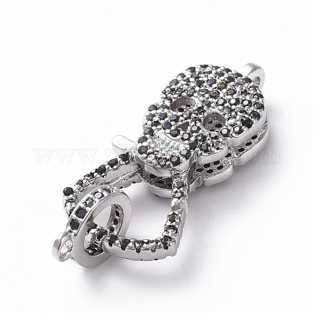 Brass Micro Pave Cubic Zirconia Lobster Claw Clasps ZIRC-G160-25P-1
