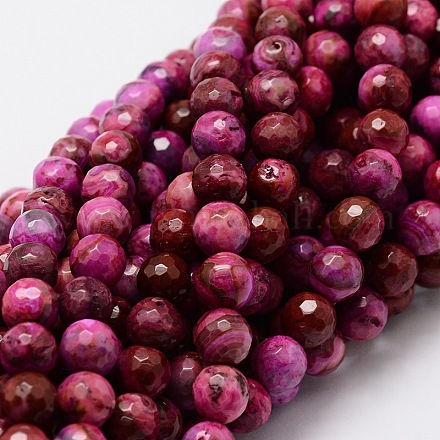 Faceted Round Natural Crazy Agate Bead Strands G-L437-43B-8mm-1