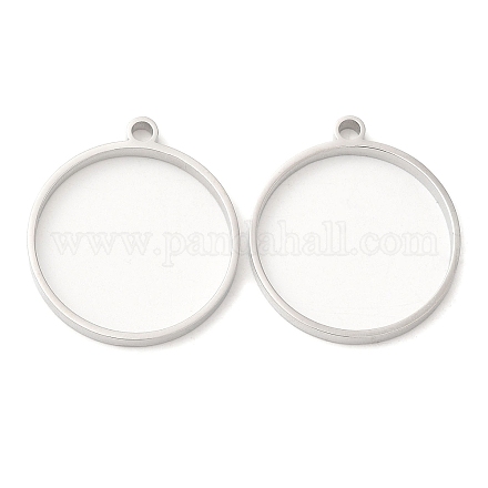 304 pendentifs ronds plats à lunette arrière ouverte en acier inoxydable STAS-Z040-04B-P-1