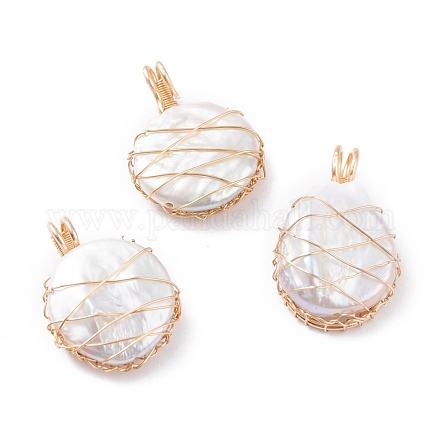 Natural Baroque Pearl Keshi Pearl Pendants PALLOY-JF00930-1