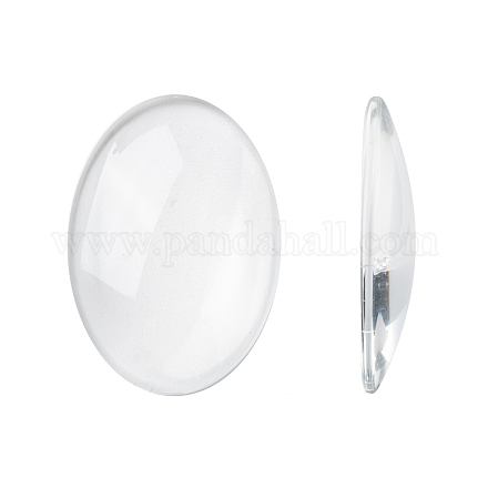 透明な楕円形のガラスカボション  透明  35x25x6.5mm GGLA-R022-35x25-1