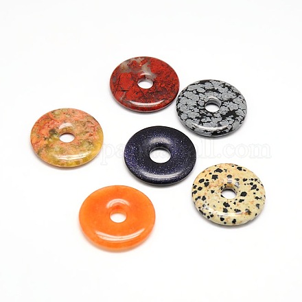 Donut / Pi Disc natürliche Edelstein Anhänger G-L234-30mm-M-1