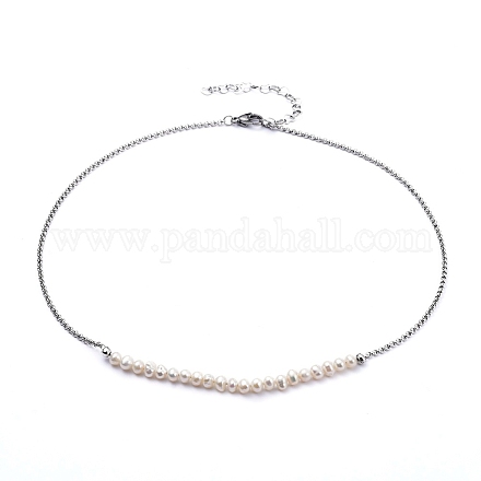 Collares de abalorios de perlas naturales NJEW-JN02807-1