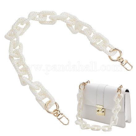 Chaînes de sac à main à maillons rectangulaires en perles d'imitation acrylique FIND-WH0126-254-1