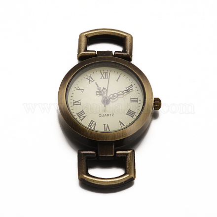 合金の腕時計の部品  フラットラウンド  アンティークブロンズ  49x27x9mm X-WACH-F001-02AB-1