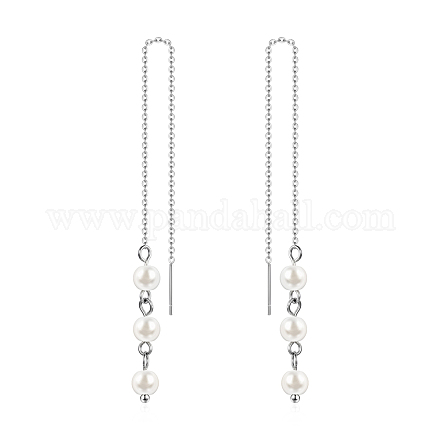 ステンレススチールスタッドピアス、模造真珠付き  女性用耳糸  ステンレス鋼色 AR9928-2-1