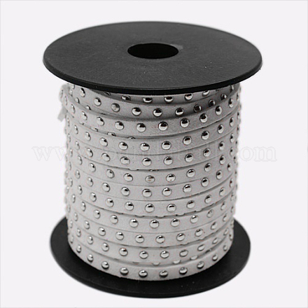 Cordón de ante sintético con tachuelas de aluminio plateado LW-D004-03-S-1