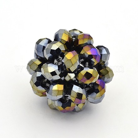 Electroplate Glass Round Woven Beads GLAA-A034-4mm-C04-1