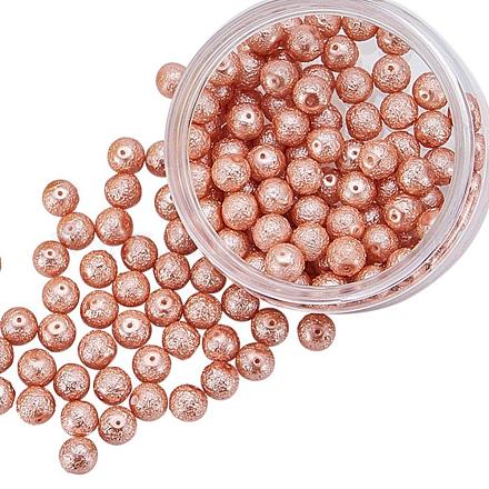 Eco-Friendly Dyed Textured Glass Pearl Round Bead HY-PH0005-07-B-1
