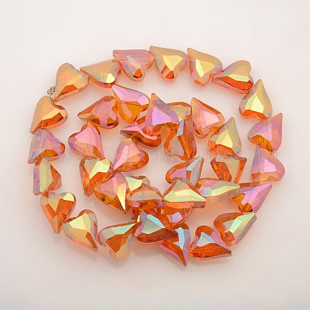 Heart Electroplate Full Rainbow Plated Glass Beads Strands EGLA-P001-F02-1