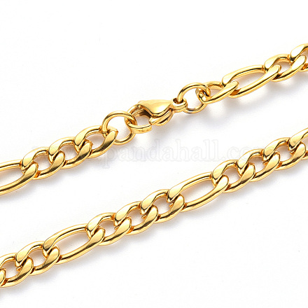 Вакуумное покрытие 304 ожерелья-цепочки из нержавеющей стали Фигаро NJEW-S420-003A-G-1