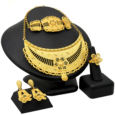 Collane con pendenti in lega e orecchini pendenti con borchie e anelli e set di bracciali a maglie&nbsp;WG80561-03-1