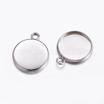 304 Stainless Steel Pendant Cabochon Settings STAS-K146-054-14mm-1