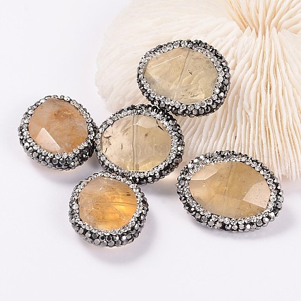 Oval Faceted Natural Citrine Beads G-F233-12-1