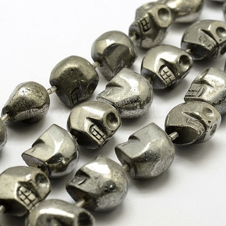 Electroplated Natural Pyrite Beads Strands G-N0258-M-04-1
