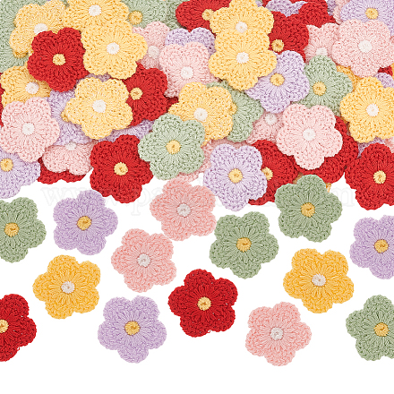100 pezzo di accessori ornamentali in maglia di poliestere bicolore in 5 colori DIY-FG0004-62-1