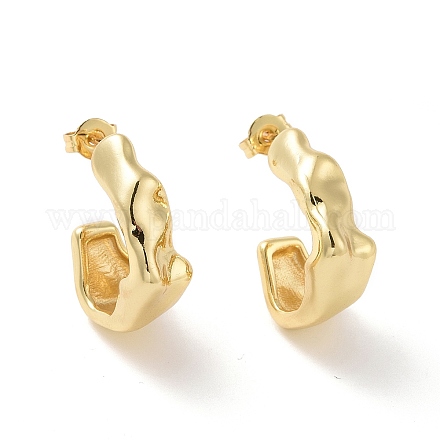 Rack Plating Brass C-shape Stud Earrings EJEW-G315-10G-1
