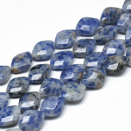 Fili di perle di diaspro macchia blu naturale G-T068-06-1