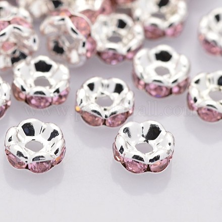 Abalorios de latón Diamante de imitación espaciador RB-A014-L6mm-27S-NF-1