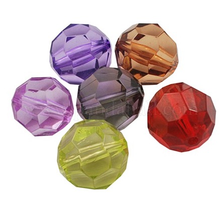 Mixed Color Transparent Acrylic Jewelry Faceted Round Beads X-PL658Y-1