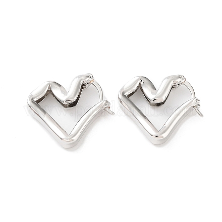 Серьги-кольца из латуни с сердечком для женщин KK-Z038-21P-1