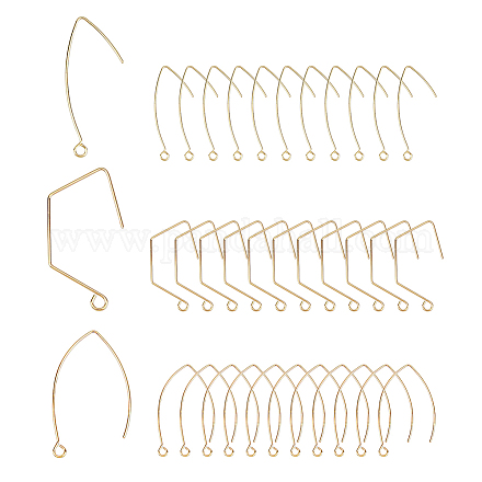 Superfindings 36 pièce 3 styles de boucles d'oreilles en laiton plaqué or 18 carats KK-FH0004-81-1