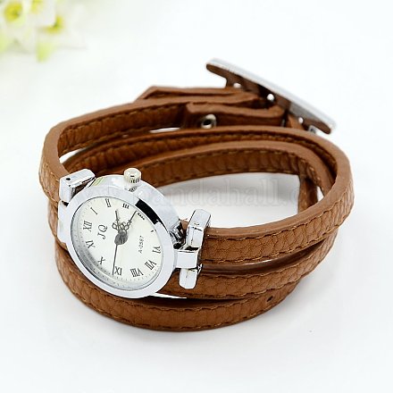 Fashionable PU Leather Wrap Watch Bracelets X-WACH-J007-08-1