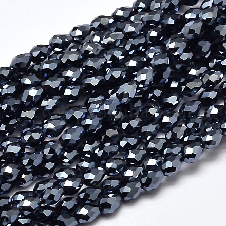 Brins de perles de verre plaquées galvanoplastie à facettes en forme de larme EGLA-J132-FP01-1