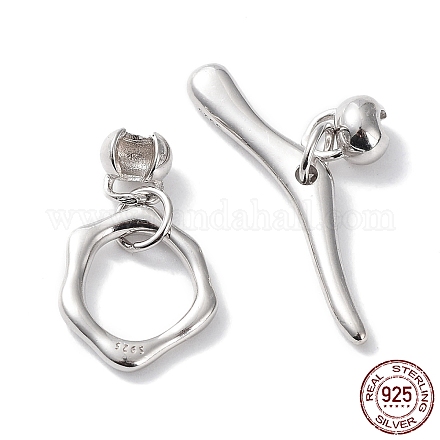 Rhodium Plated 925 Sterling Steel Toggle Clasps STER-P050-02P-1