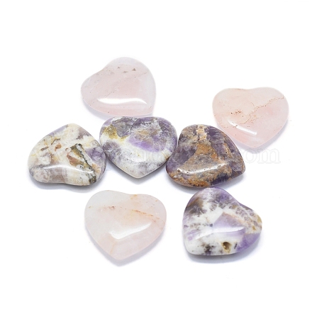 Натуральный аметист/розовый кварц сердце любовь камень G-F678-30-1