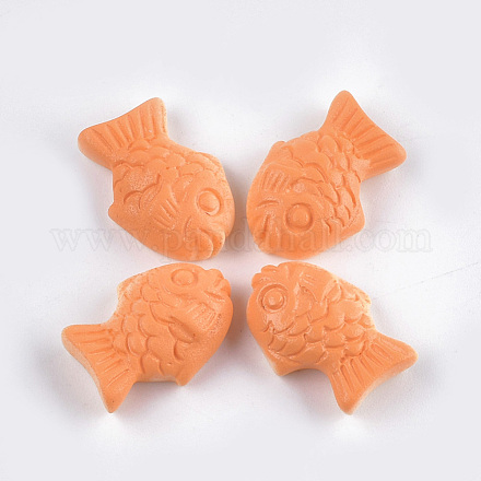 樹脂デコデンカボション  たい焼き  模造食品  サンゴ  19x14x6.5mm CRES-T011-04-1