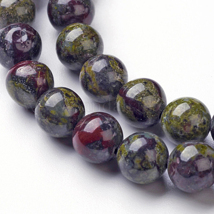 Natürliche Drachenblut Jaspis Perle Stränge G-P214-05-8mm-1