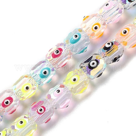 Hebras de perlas de vidrio de mal de ojo transparente LAMP-K037-02I-1