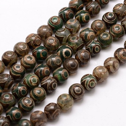 Brins de perles dzi à 3 œil de style tibétain X-G-A148-10-8mm-1