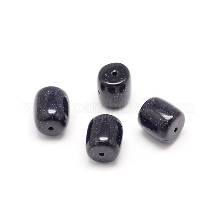Synthetic Blue Goldstone Barrel Beads G-P076-19-1